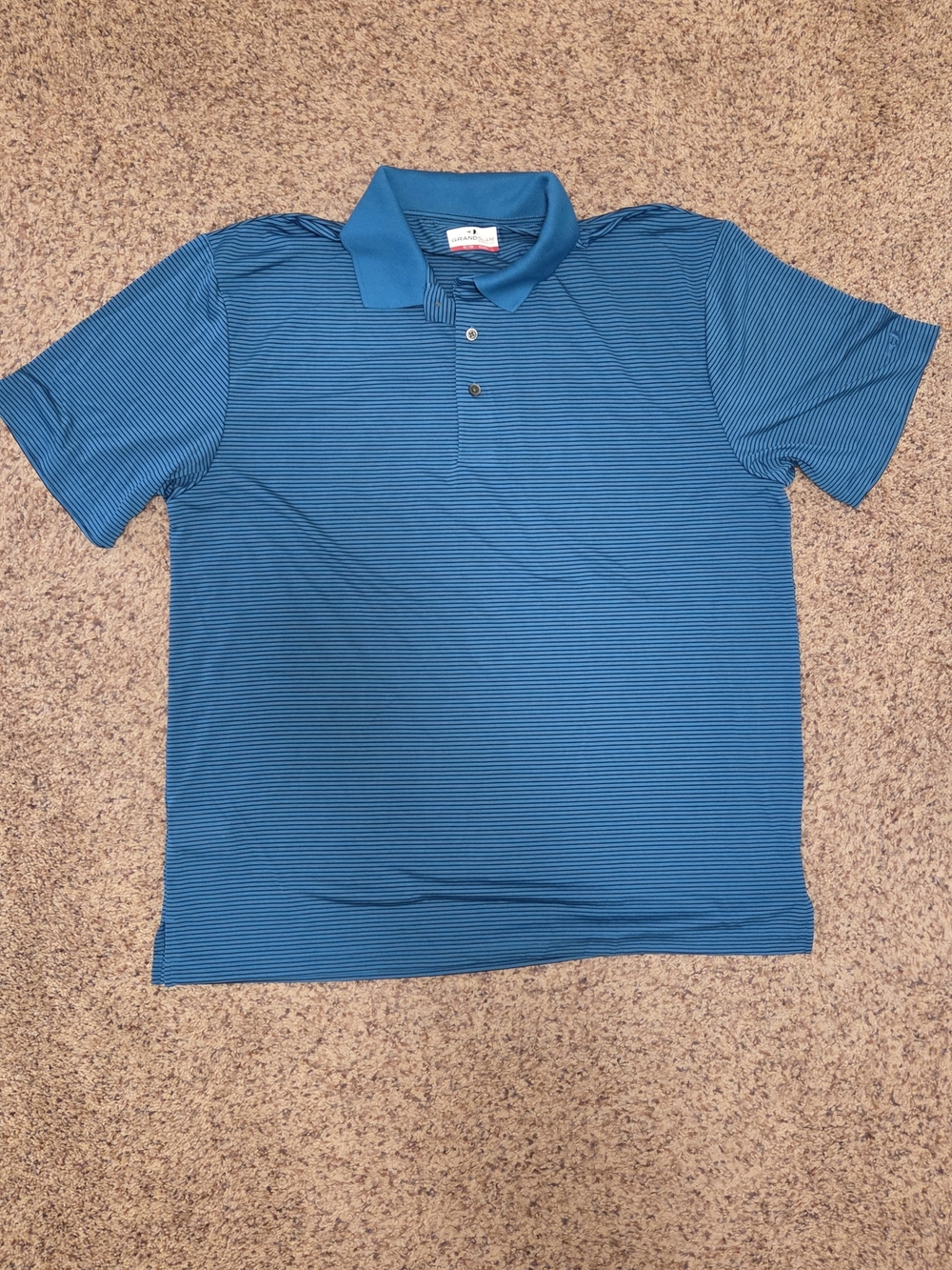 Grand Slam Teal Blue Striped Polo
